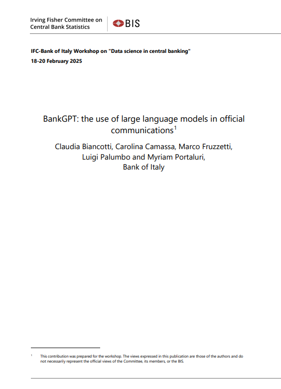 BankGPT: the use of large language models in official communications