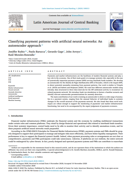 Classifying payment patterns with artificial neural networks: An autoencoder approach