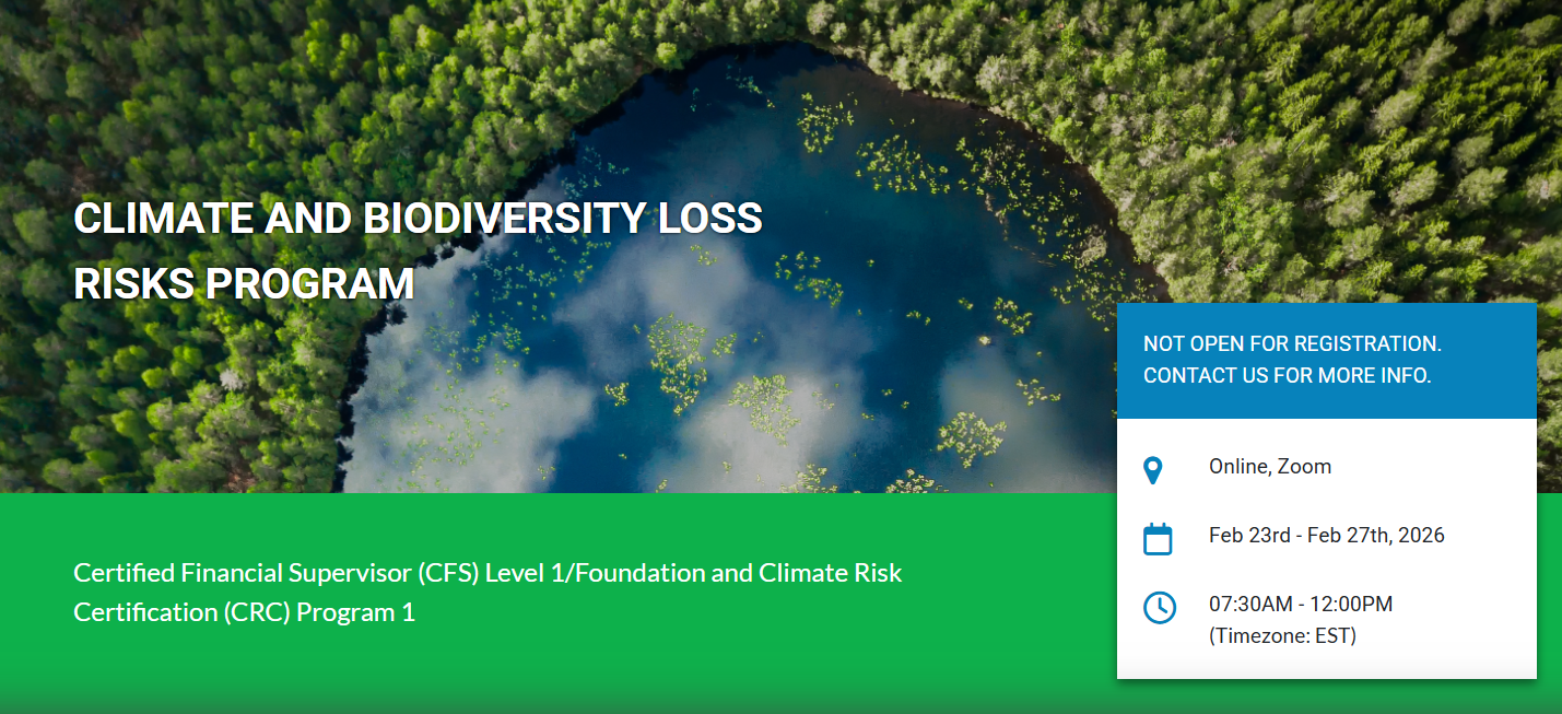 Toronto Centre Hosts Climate and Biodiversity Loss Risks Program (Feb 23–27, 2026)