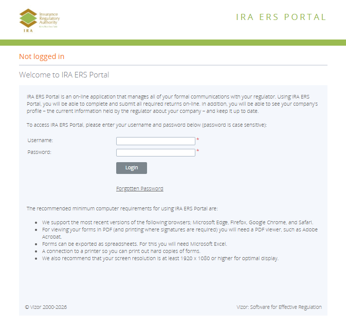 IRA ERS Portal (Electronic Regulatory System), Kenya