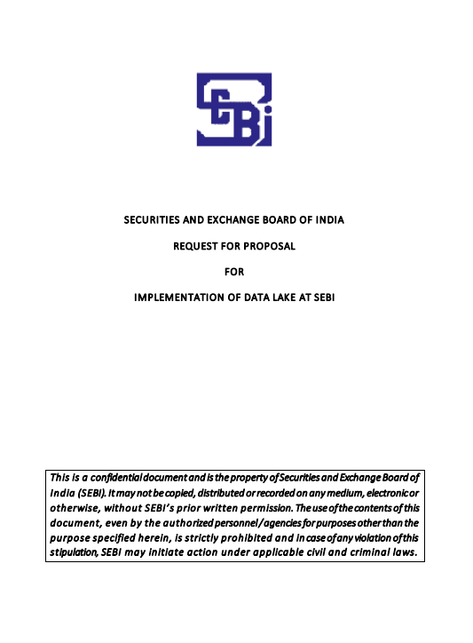 Request for Proposal for Implementation of Data Lake at SEBI