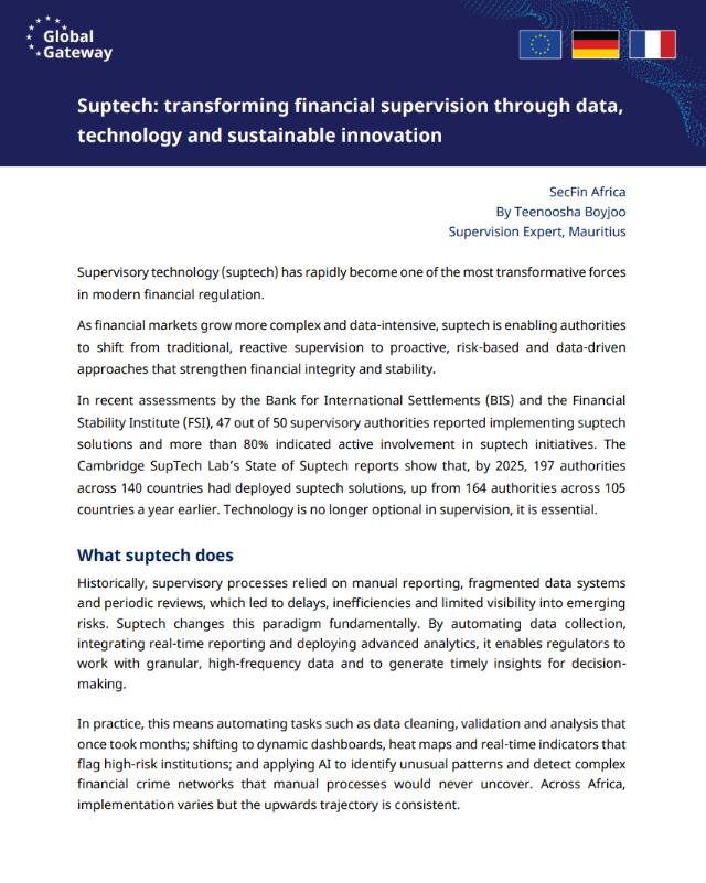 Suptech: transforming financial supervision through data, technology and sustainable innovation