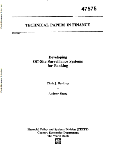 Developing Off-Site Surveillance Systems for Banking