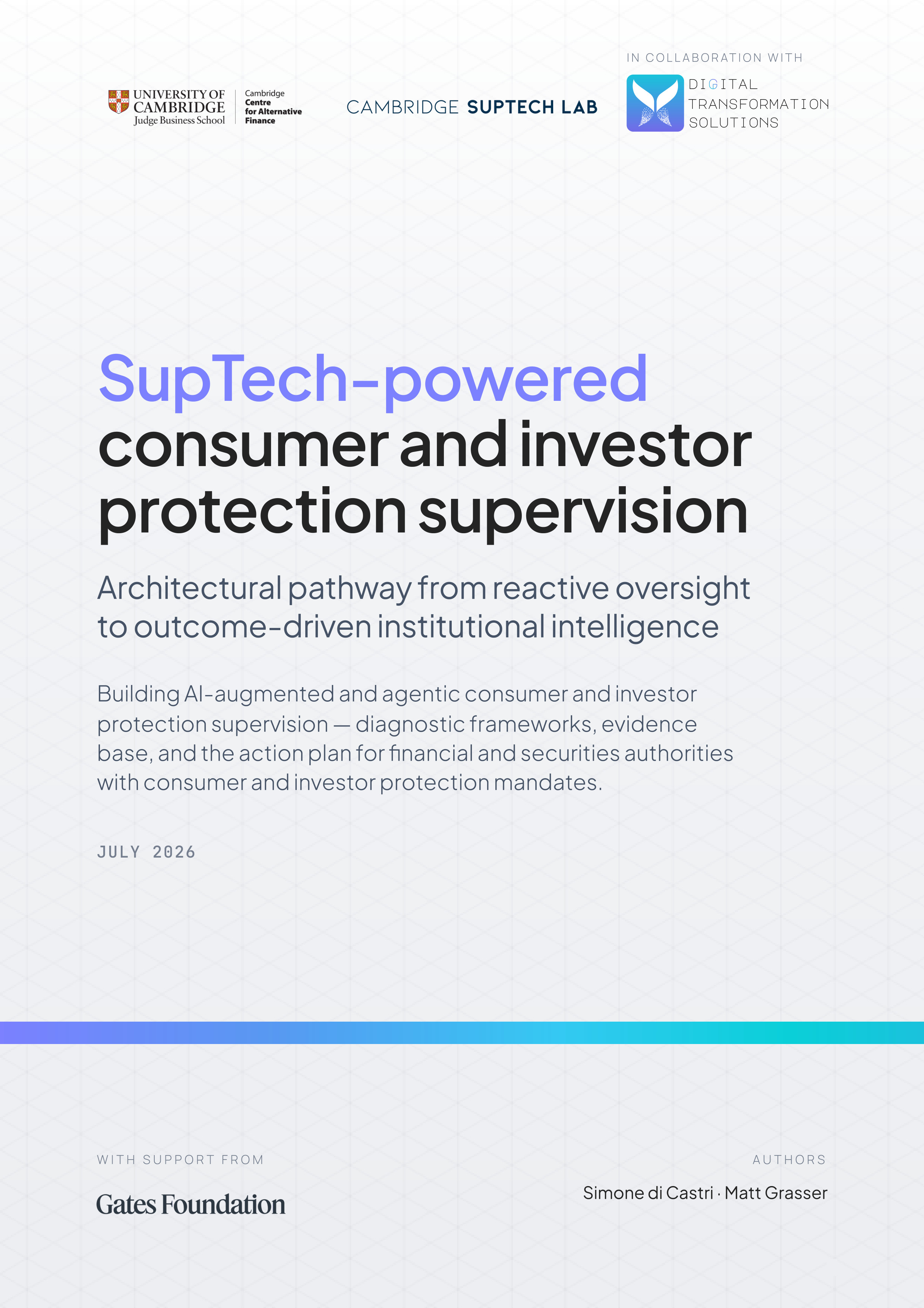 SupTech-powered consumer and investor protection supervision. Architectural pathway from reactive oversight to outcome-driven institutional intelligence.